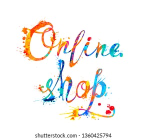 Online shop. Inscription of vector splash paint calligraphic letters