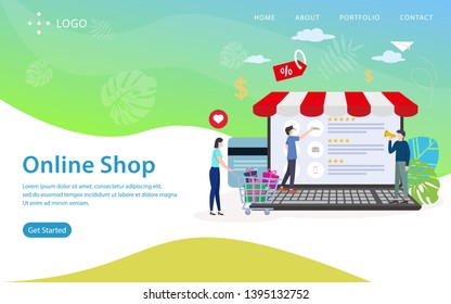 Online Shop Landing Page, Website Template, Easy to edit and customize, Vector illustration