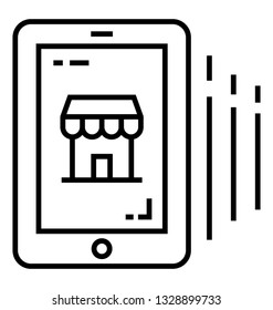Online shop, line vector icon.