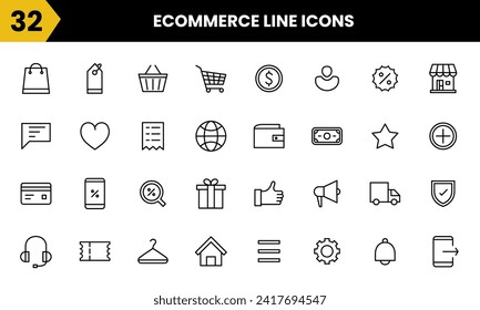 Online shop line vector icon set. For business, store, market, order, buy and etc. Simple icon graphic symbol design
