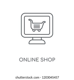 Online shop linear icon. Online shop concept stroke symbol design. Thin graphic elements vector illustration, outline pattern on a white background, eps 10.