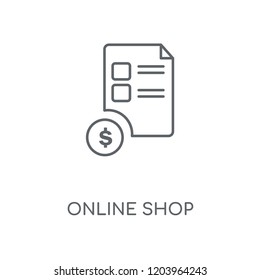 Online shop linear icon. Online shop concept stroke symbol design. Thin graphic elements vector illustration, outline pattern on a white background, eps 10.
