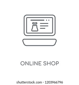 Online shop linear icon. Online shop concept stroke symbol design. Thin graphic elements vector illustration, outline pattern on a white background, eps 10.