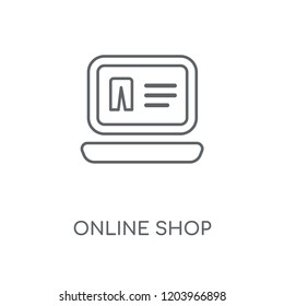 Online shop linear icon. Online shop concept stroke symbol design. Thin graphic elements vector illustration, outline pattern on a white background, eps 10.