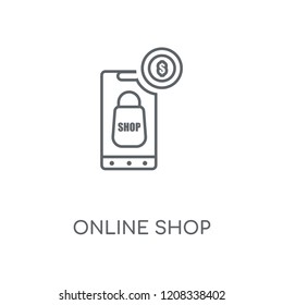 Online shop linear icon. Online shop concept stroke symbol design. Thin graphic elements vector illustration, outline pattern on a white background, eps 10.