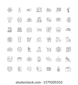 Online shop linear icons, signs, symbols vector line illustration set