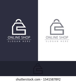 online shop logo with a bag shape like a home made this design. unique, modern, simple.