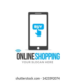 Online shop logo concept with click buy element