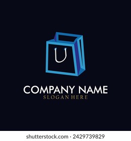 Online shop logo concept. Handbag shape shopping mall luxury logo. Fashion city, shopping bags. Isolated abstract graphic design template.