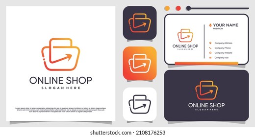 Online shop logo with creative concept Premium Vector