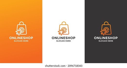 online shop logo design. bag shop combine with click icon
