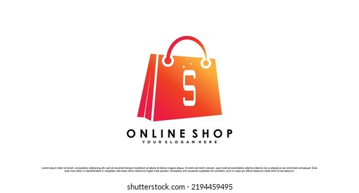 Online shop logo design for commerce business icon with modern style concept Premium Vector