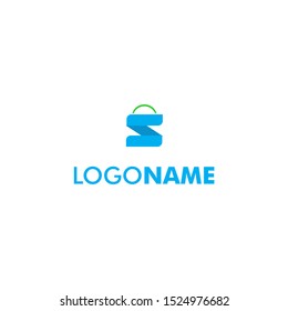 Online shop logo design concept with combination of letter s + shopping bag