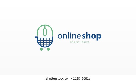 Online Shop Logo Design Concept Template for Digital Business Logo Vector. E-Commerce Logo Design Template