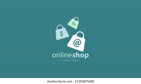Plantilla de concepto de diseño de logotipo de tienda en línea para el vector de logotipos de empresas digitales. Plantilla de diseño de logotipos de comercio electrónico