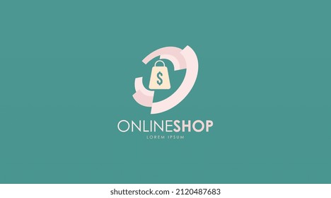 Plantilla de concepto de diseño de logotipo de tienda en línea para el vector de logotipos de empresas digitales. Plantilla de diseño de logotipos de comercio electrónico