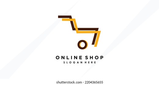 online shop logo design with creative concept premium verctor