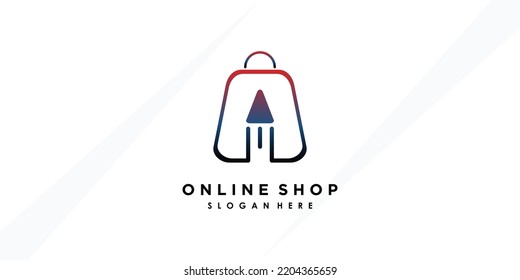 diseño de logotipo de tienda en línea con concepto creativo verctor premium