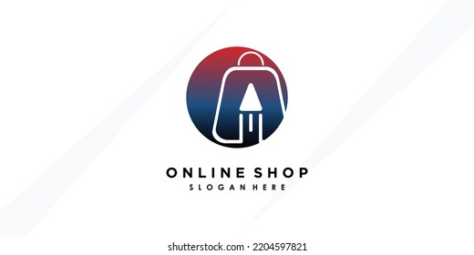 online shop logo design with creative concept premium verctor