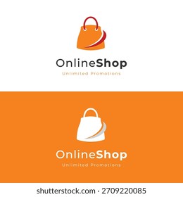 Diseño de logotipo de tienda en línea con un concepto creativo, moderno y único de bolso y cesta.