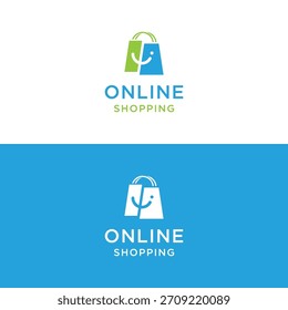 Design de logotipo de loja on-line com um conceito criativo, moderno e único saco e cesta.