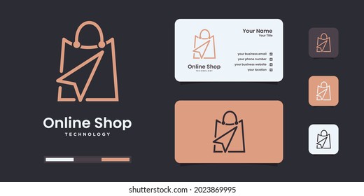 Online shop logo design inspiration.modern, logo bag,online,click.design illustration template.