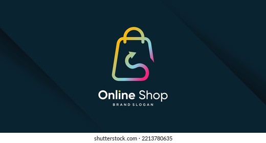 Online shop logo design with modern creative concept