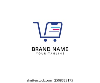 Online shop logo design. Shopping cart logo and shopping bags logo icon vector