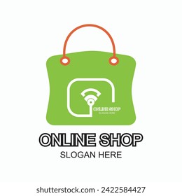 Online shop logo design simple concept Premium Vector