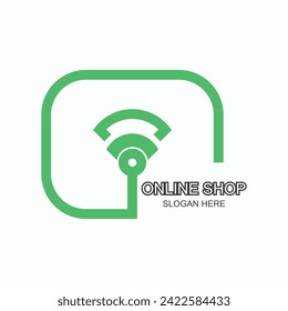 Diseño del logotipo de la tienda en línea concepto sencillo Vector Premium