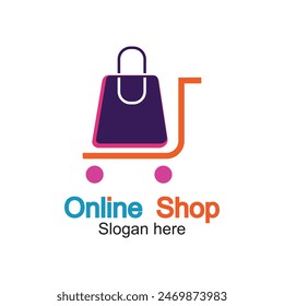 Online shop logo design simple concept Premium vector