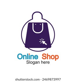 Online shop logo design simple concept Premium vector