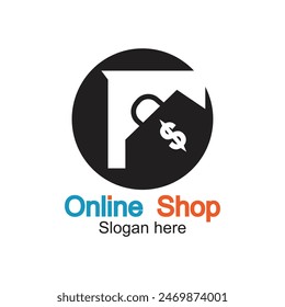 Diseño de logotipo de tienda en línea concepto simple Vector de Premium