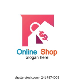 Online shop logo design simple concept Premium vector