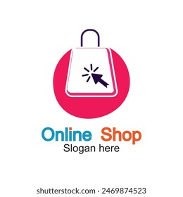 Online shop logo design simple concept Premium vector