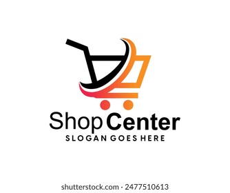 Online shop logo design simple concept Premium vector