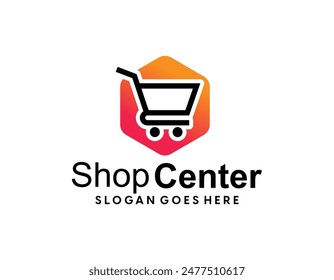 Online shop logo design simple concept Premium vector