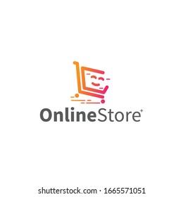 Online shop logo design for store with gradient color