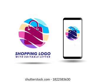 online shop logo design template. vector illustration. vector bag with customized letter