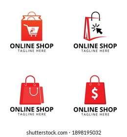 Online shop logo design template. shopping logo