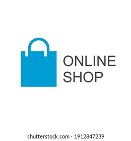 Online Shop Logo Design Template. Shopping Bag Vector Design. Digital Market Symbol
