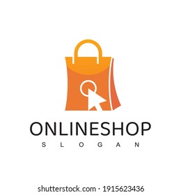 Online Shop Logo Design Template. Shopping Bag Vector Design. Digital Market Symbol