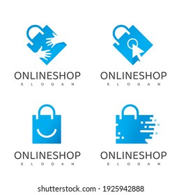 Online Shop Logo Design Template. Shopping Bag Vector Design. Digital Market Symbol