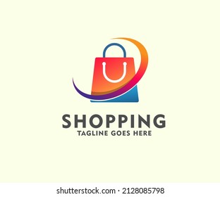 online Shop Logo Design Template. Shopping Logo vector icon illustration design. Shopping bag icon for online shop business logo. Online store logo vector illustration. with blue and orange.