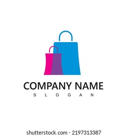 Plantilla de diseño del logotipo de la tienda en línea. Diseño de vectores de bolsa de compras. Símbolo de mercado digital