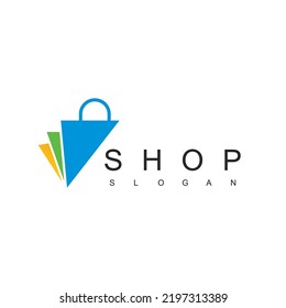 Online Shop Logo Design Template. Shopping Bag Vector Design. Digital Market Symbol