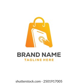 Online shop logo design template, Phone shop logo icon symbol