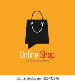 Online shop logo design template . Web banner Online Shop with shopping bag. Vector illustation