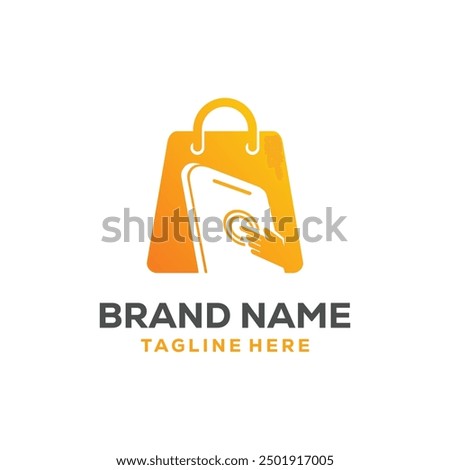 Online shop logo design template, Phone shop logo icon symbol