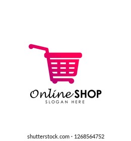 online shop logo design vector icon. shopping basket logo design